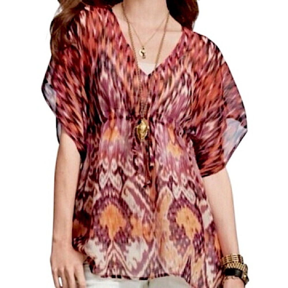 CABI style #415 kimono style tunic in oranges & purples size Medium - Picture 3 of 6
